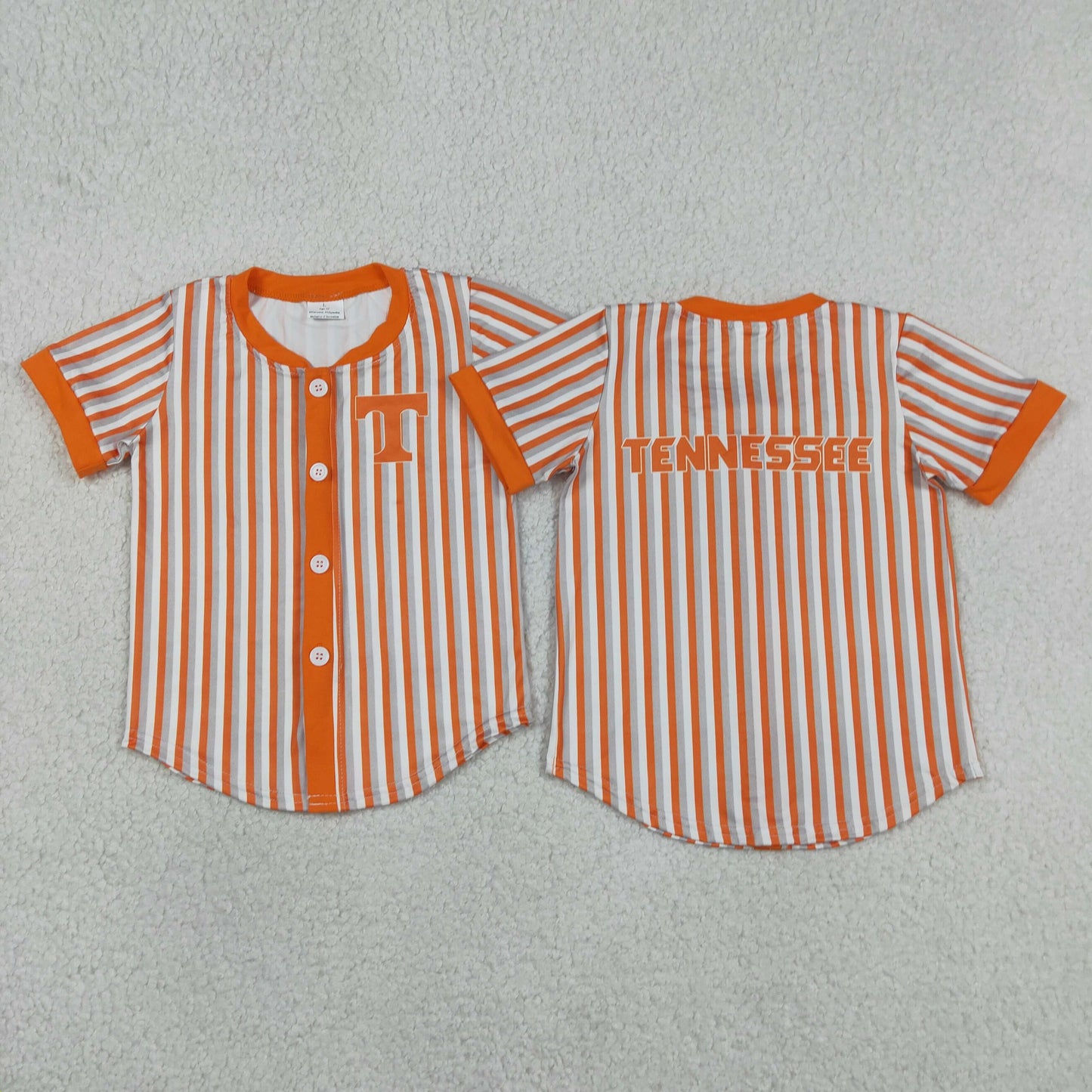 Baby Boy Kids Short Sleeves Orange Grey Stripes Shirt Team Tops