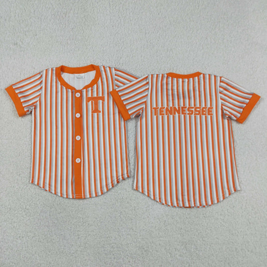Baby Boy Kids Short Sleeves Orange Grey Stripes Shirt Team Tops