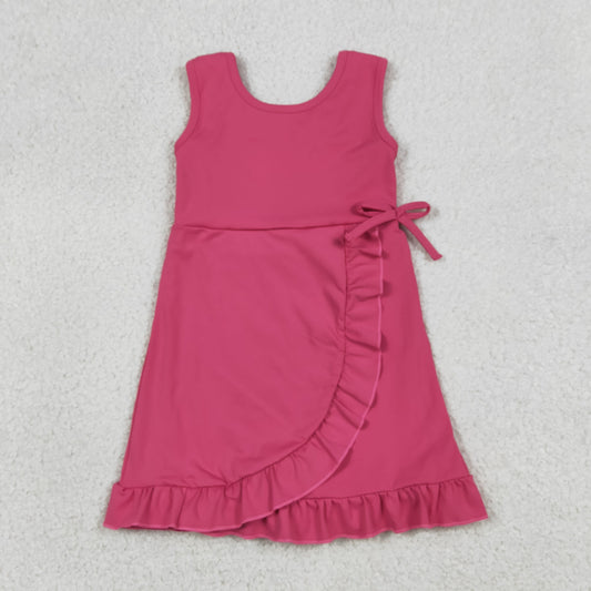 Baby Girls Kids Sleeveless Pink Scallop Yoga Active Knee Length Dress