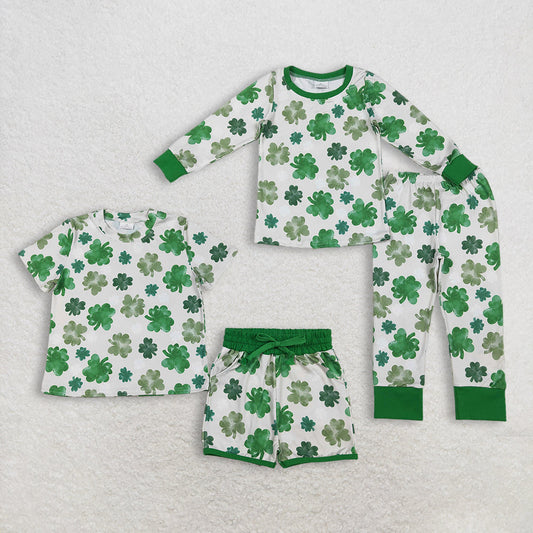 Sibling Baby Girls Kids Green Clovers Shirts Shorts Pants St Patrick Sets Clothes