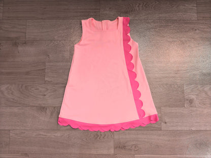 No moq Preorder Baby Girls Kids Sleeveless Scalloped Zipper Pink Dress Yoga Active Clothes