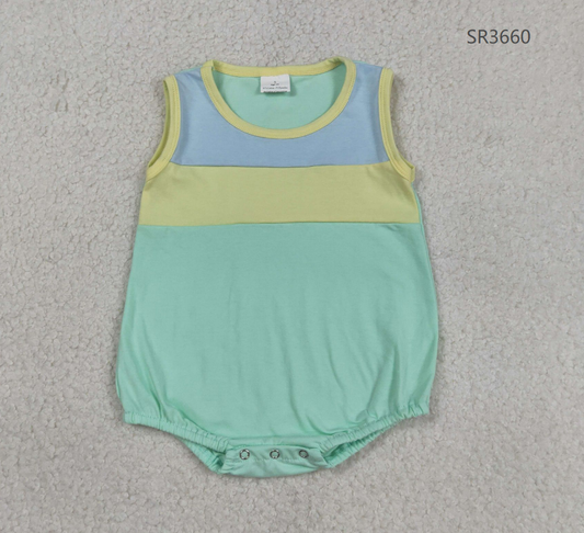 RTS Baby Boys Kids Sleeveless Blue Yellow Green Bubble Summer Romper