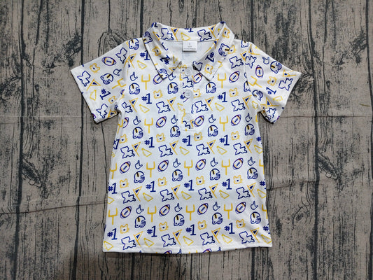 Preorder Baby Boys Kids Short Sleeves Football Buttons Pullover Tigers Shirt Team Tops