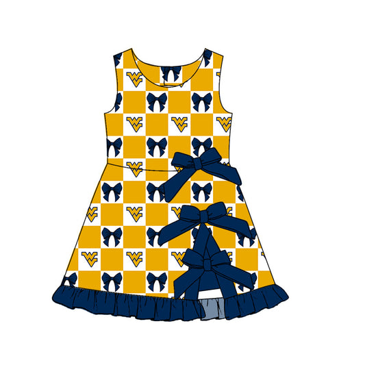 Moq 5 Custom Baby Girls Kids Sleeveless Bows Shorts Knee Length Team Dress Cheer Clothes
