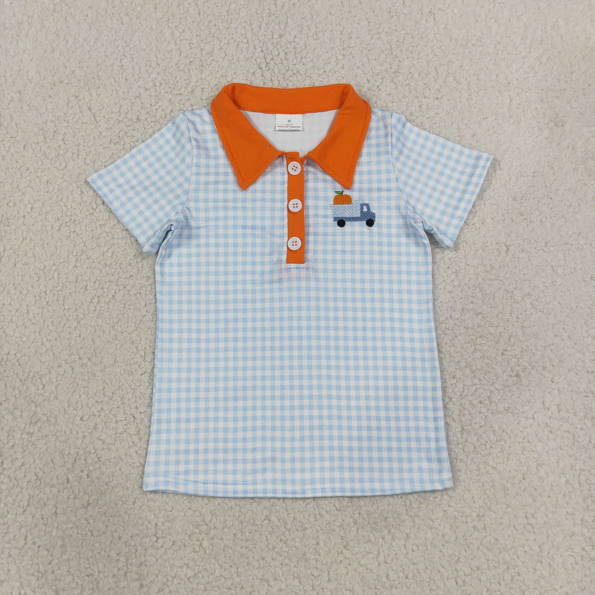Sibling Baby Boys Kids Embroidery Pumpkins Buttons Plaid Shirts Kids Thanksgiving Clothes