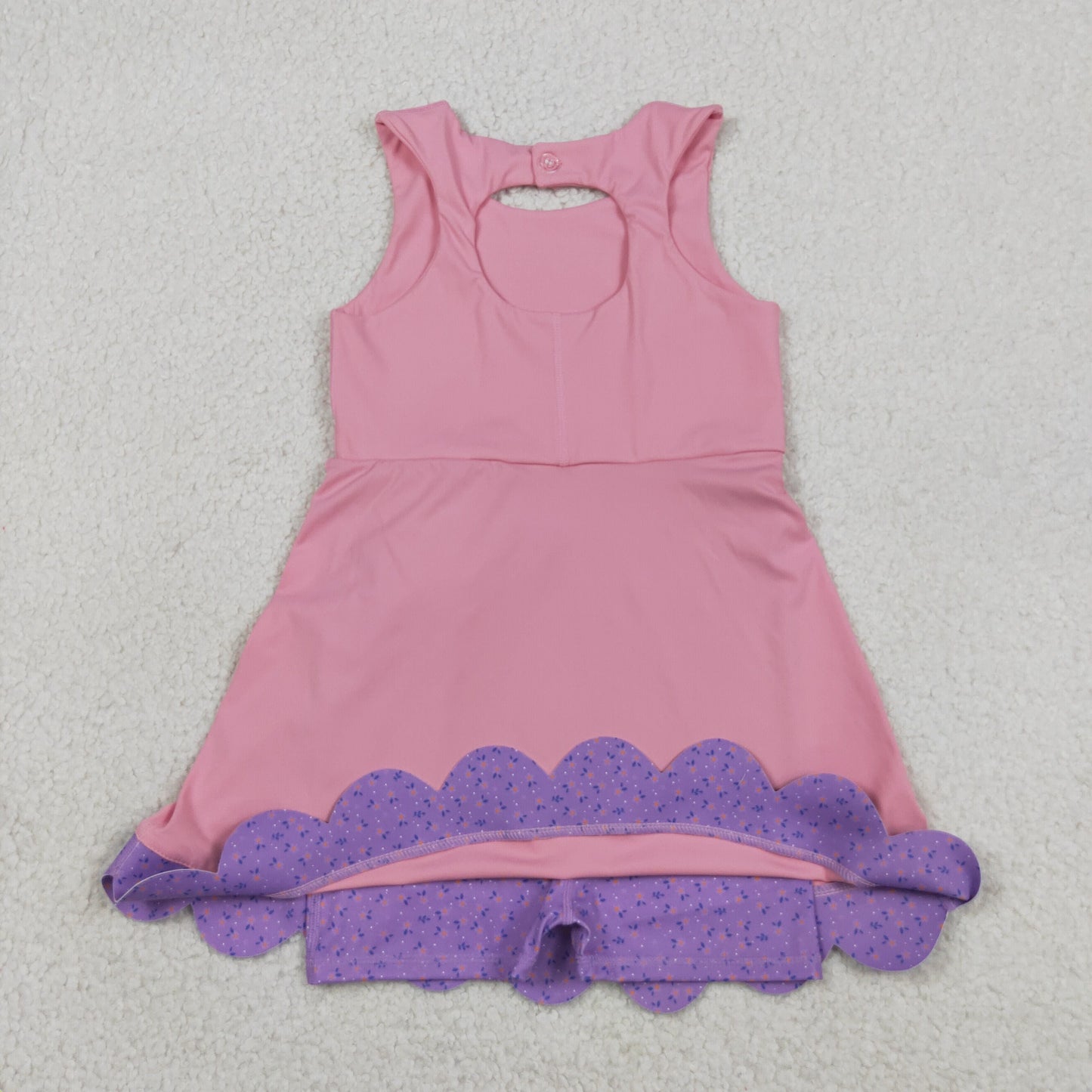 Baby Girls Kids Sleeveless Pink Plaid Bows with Shorts Yoga Dress