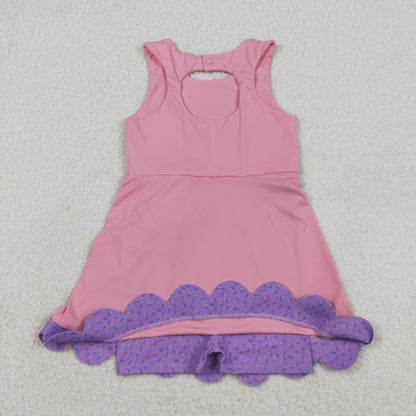 Baby Girls Kids Sleeveless Pink Plaid Bows with Shorts Yoga Dress