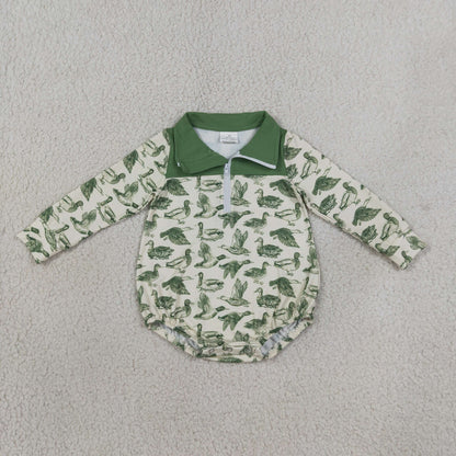 Sibling Baby Boys Kids Long Sleeves Ducks Green Romper Set Clothes