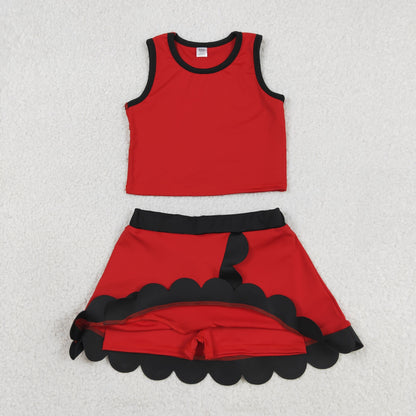 Sibling Baby Girls Kids Sleeveless Shirts Skirts Shorts Yoga Active Scallop Sets Clothes