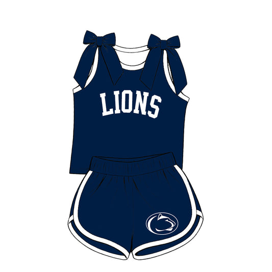 Moq 5 Baby Girls Kids Sleeveless Bows Shirt Shorts Team Set Cheer Clothes