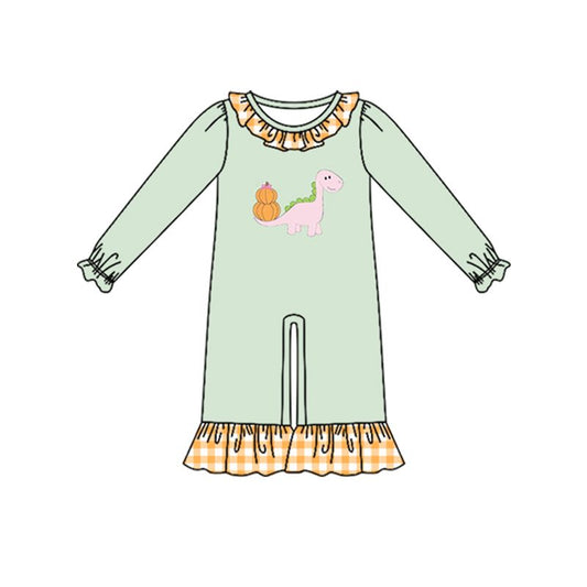Moq 5 Preorder Baby Girls Infant Long Sleeves Pumpkins Dinosaur Thanksgiving Romper Clothes