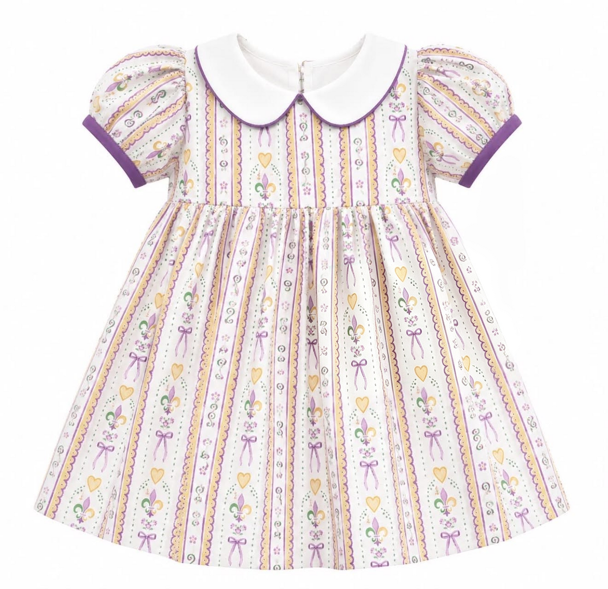 Moq 5 Preorder Baby Girls Kids Short Sleeves Anchors Hearts Mardi Gras Knee Length Dress Clothes