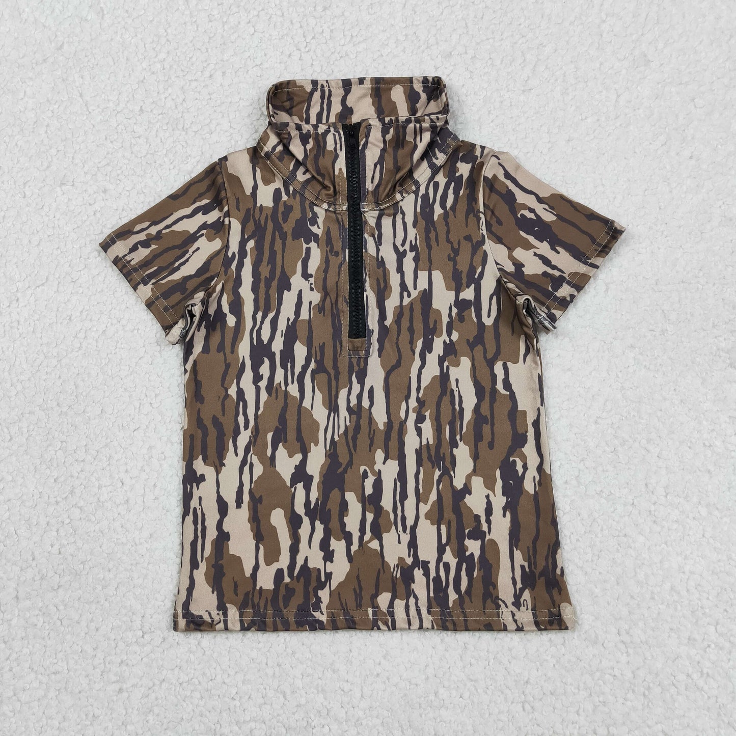 Baby Boys Kids Short Sleeves Camo Zipper Pullover Shirt Tops Southern Clothes