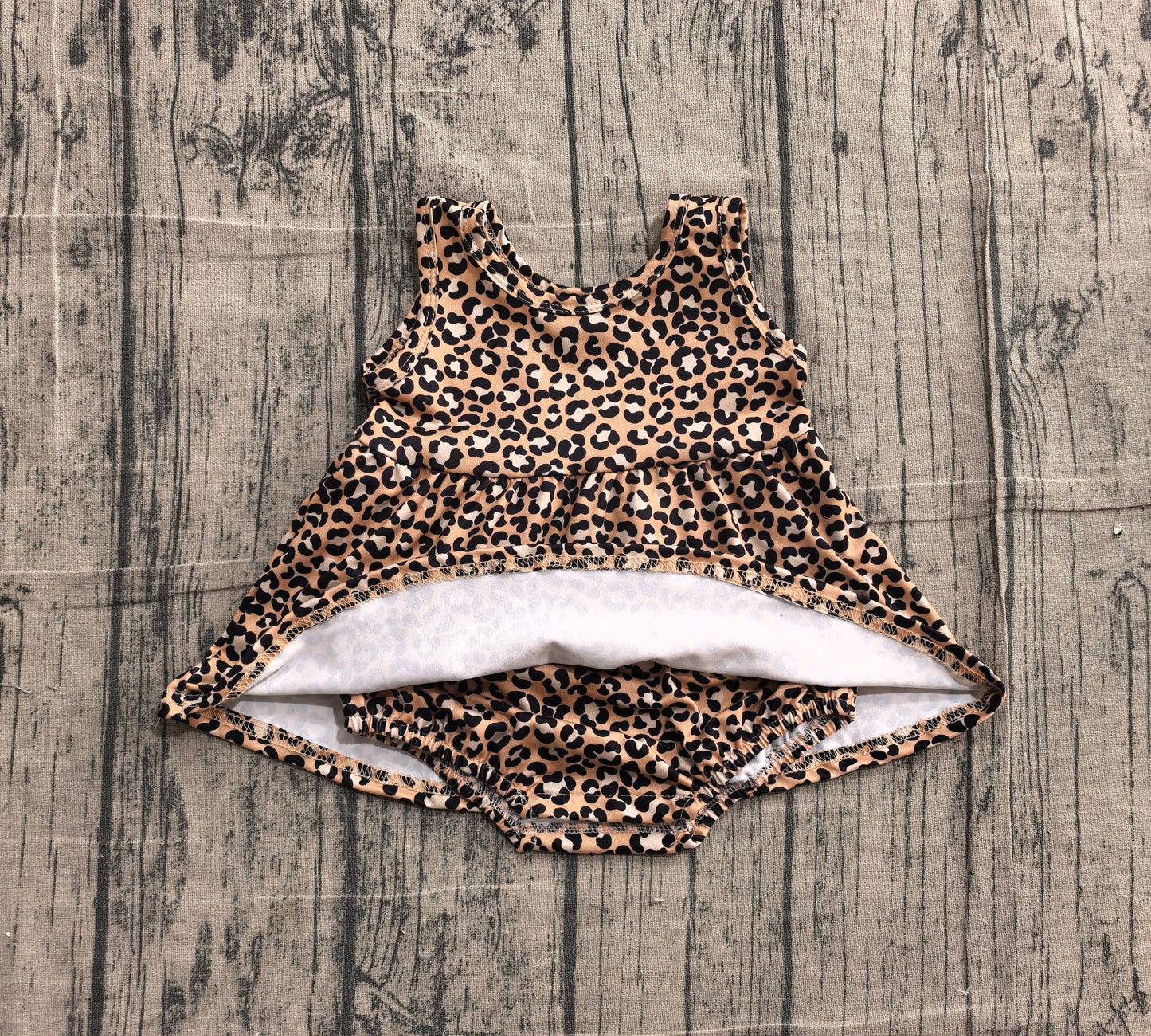 Preorder Baby Girl Toddler Sleeveless Leopard Skort Jumpsuit Clothes