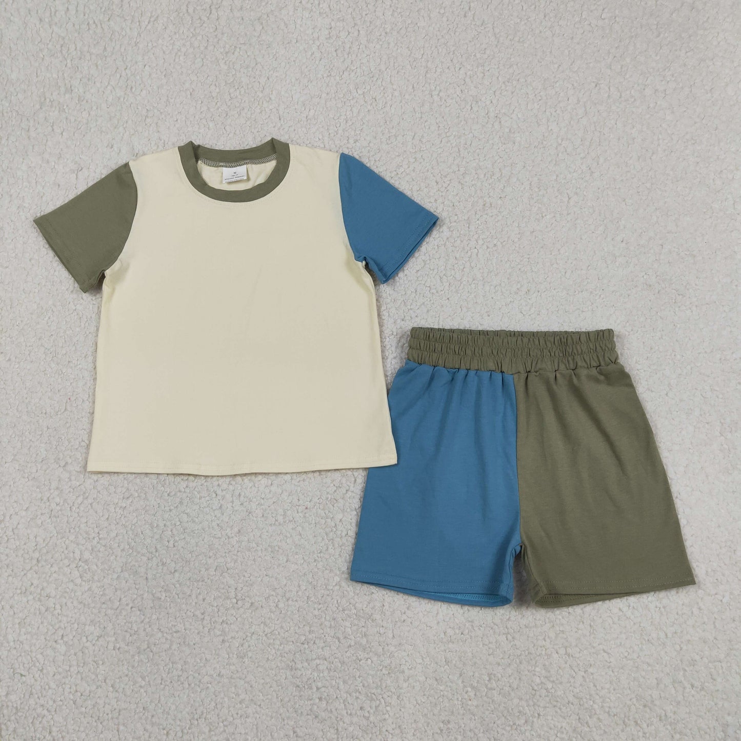 Baby Boys Kids Short Sleeves Shirt Grey Blue Shorts Set Summer Clothes