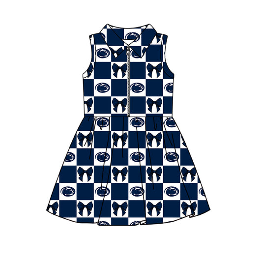 Moq 5 Custom Baby Girls Kids Sleeveless Shorts Knee Length Team Zipper Dress Cheer Clothes