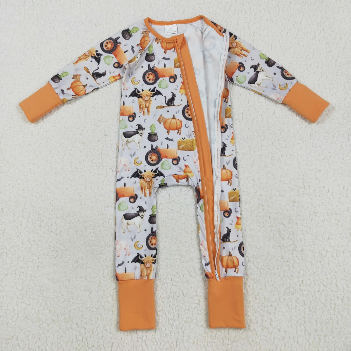 USA Shop Baby Boys Infant Farm Animals Pumpkins Halloween Zipper Footie Sleeper Romper Clothes