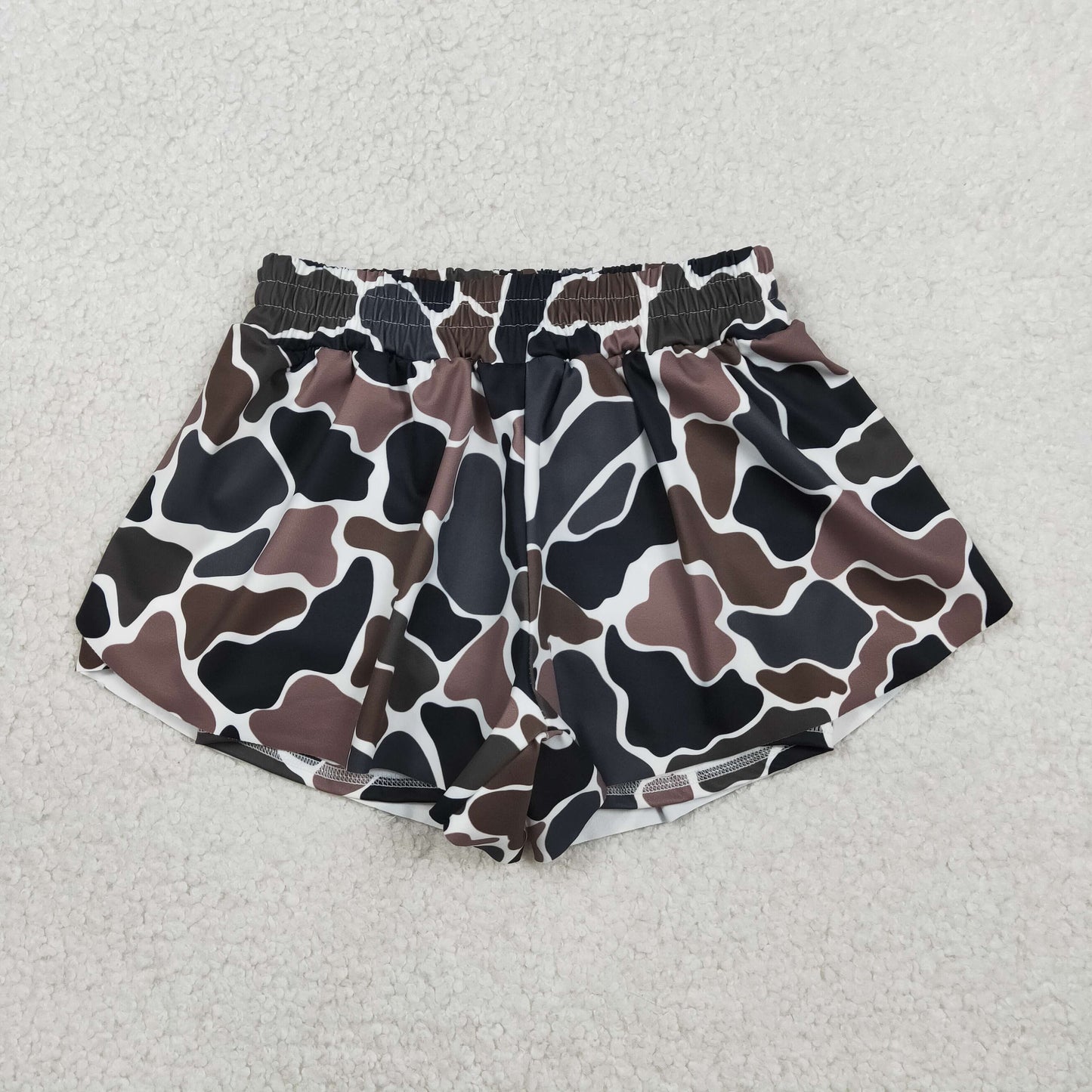 RTS Baby Girls Kids Dark Brown Camo Yoga Southern Shorts Bottoms