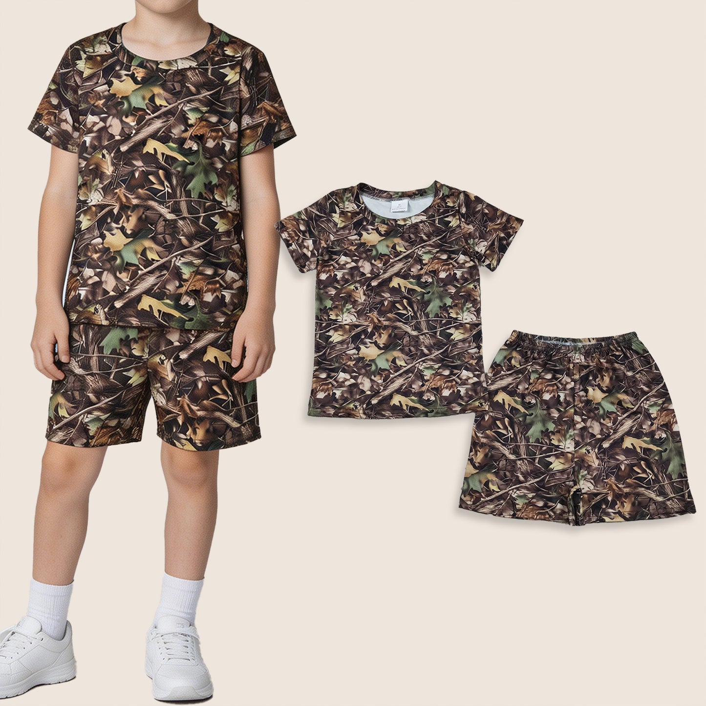 Baby Boys Kids Short Sleeves Shirt Shorts Leaves Camo Set Summer Clothes