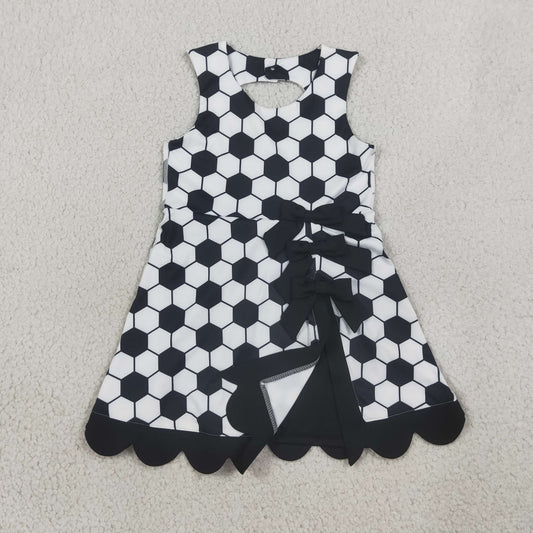 Baby Girls Kids Soccer Bows Scallop Yoga Active Black Dress