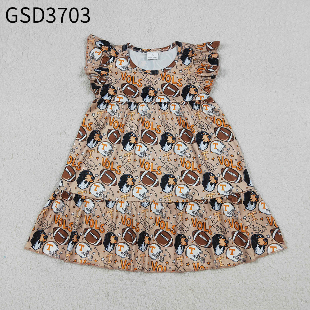 RTS Sibling Baby Boys Girls Kids Short Sleeves Dogs Football Team Shirt Dress