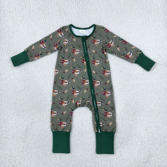 Baby Boys Infant Long Sleeves Ducks Hunting Zipper Footie Sleeper Romper Clothes