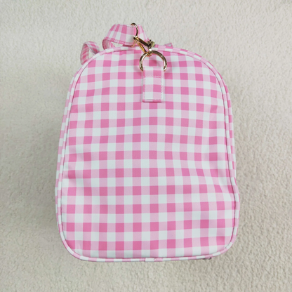 Kids Girl Adult Pink Plaid Ruffle Gym Bag