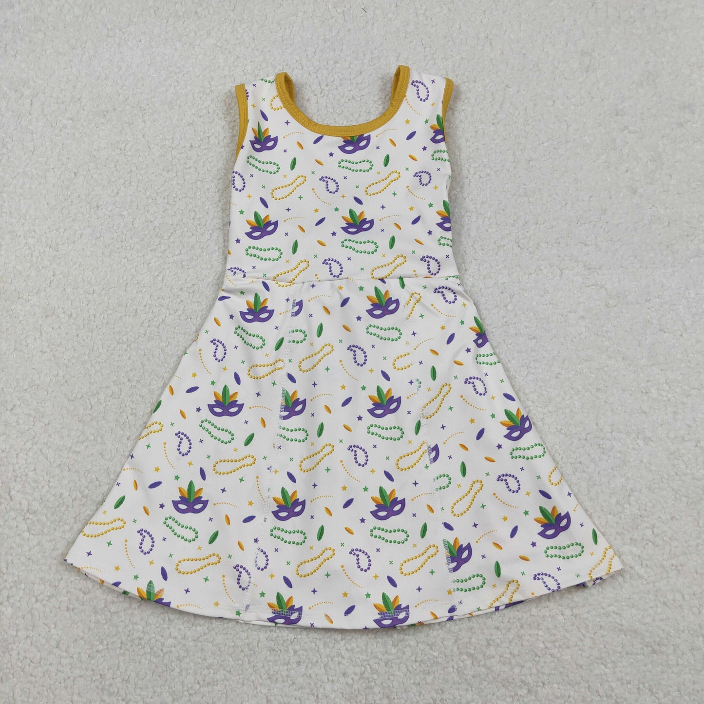 Baby Girls Kids Mardi Gras Masks Yoga Shorts Knee Length Dress