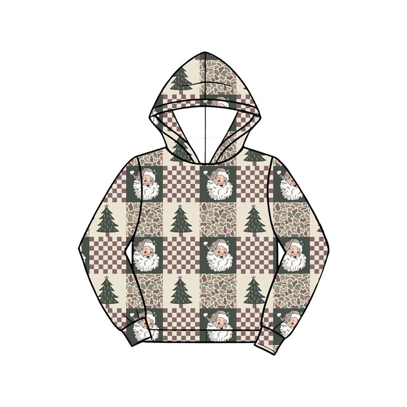 Moq 5 Preorder Baby Boys Kids Santa Tree Camo Print Pullover Hoodie Shirt Christmas Clothes