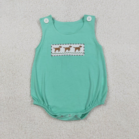 RTS Baby Boys Short Sleeves Embroidery Dogs Shirt Stripes Pockets Shorts Set