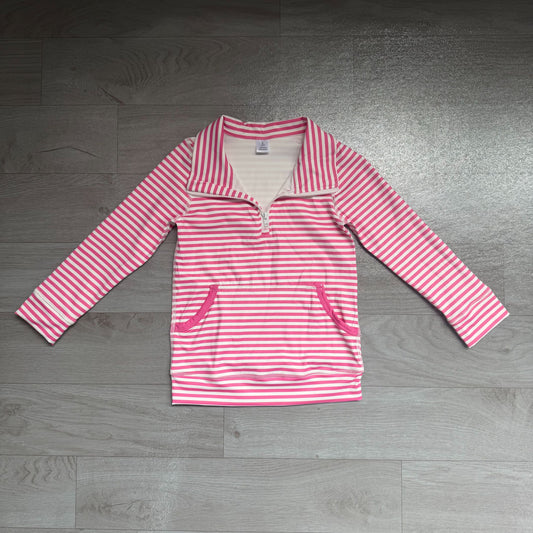 No moq Preorder Baby Girls Kids Long Sleeves Pink Stripes Pocket Yoga Active Shirt Tops