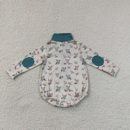 Baby Boys Infant Long Sleeves Ducks Zipper Bubble Romper Green Clothes