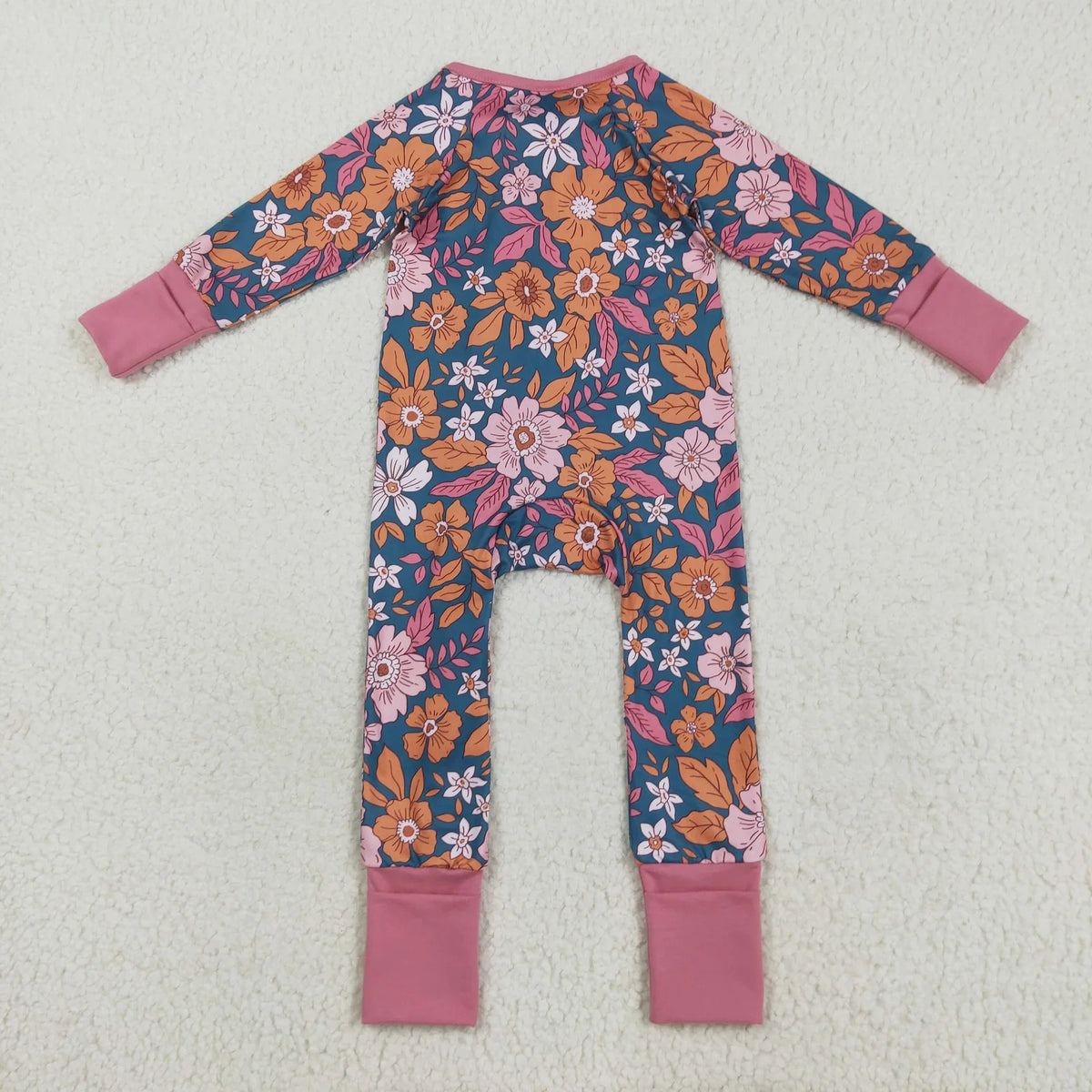 USA Shop Baby Girl Long Sleeves Flower Footie Zipper Sleeper Romper