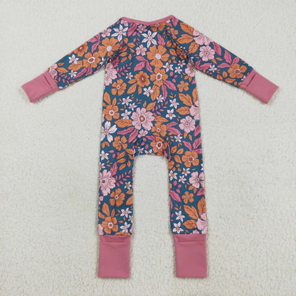 USA Shop Baby Girl Long Sleeves Flower Footie Zipper Sleeper Romper