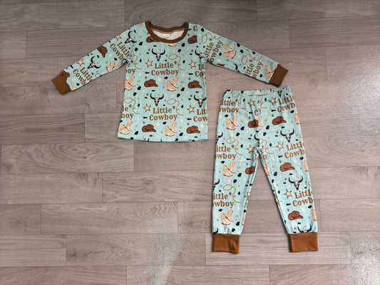 No moq Preorder Baby Boys Kids Long Sleeves Cowboy Shirt Pants Set Pajamas Western Clothes