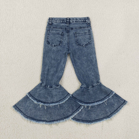 Baby Girls Kids Double-layered Bell Denim Pants Jeans