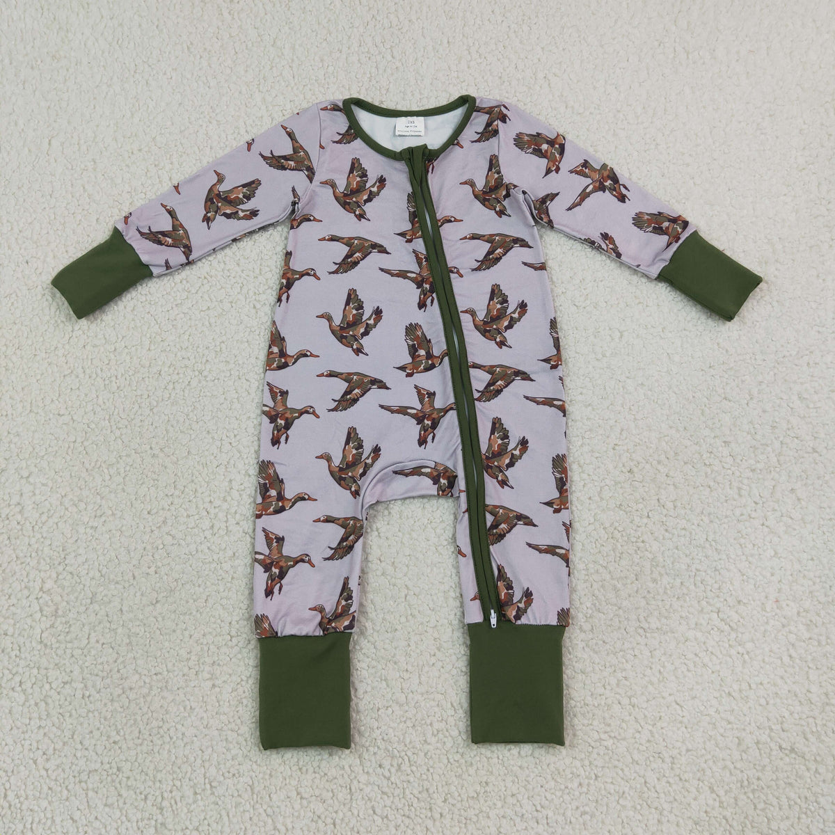 Baby Boys Infant Long Sleeves Camo Ducks Zipper Footie Sleeper Romper Clothes