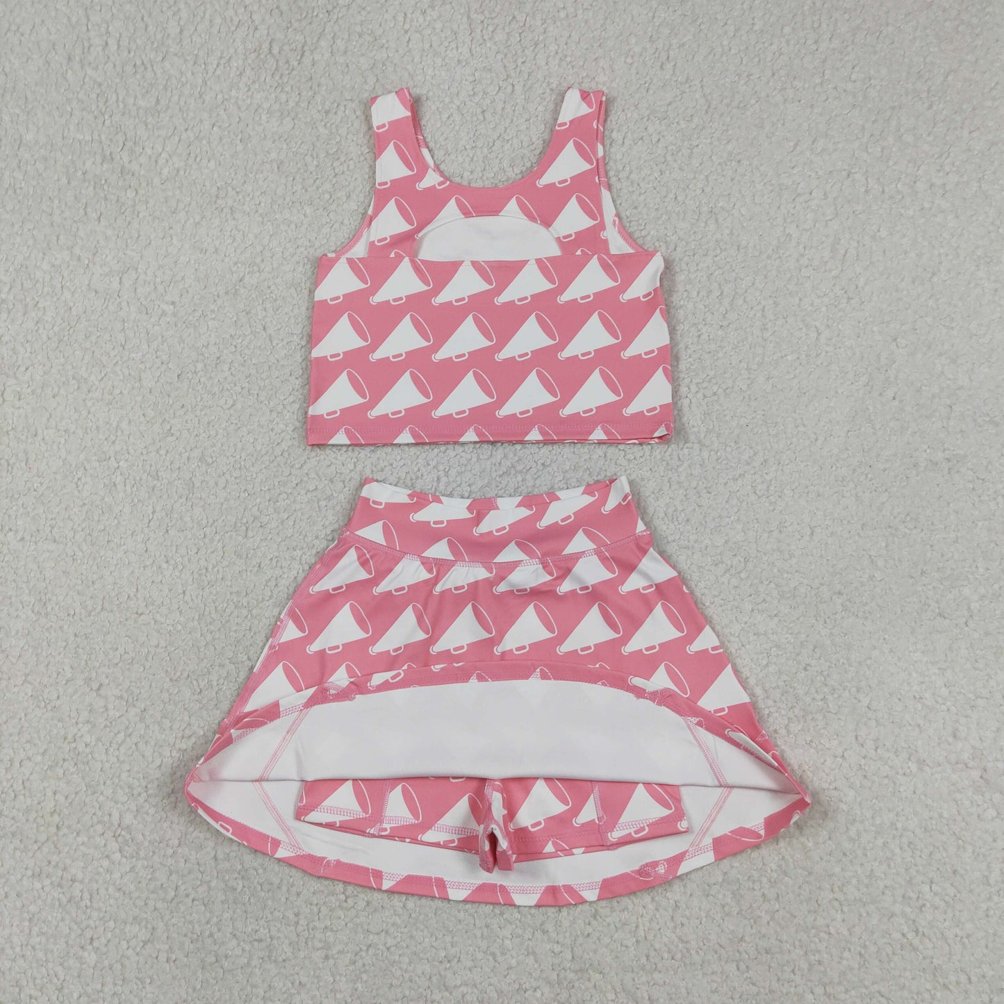 Baby Girls Kids Sleeveless Cheer Athletic Active Wear Tops Shorts Skirt Clothes Set