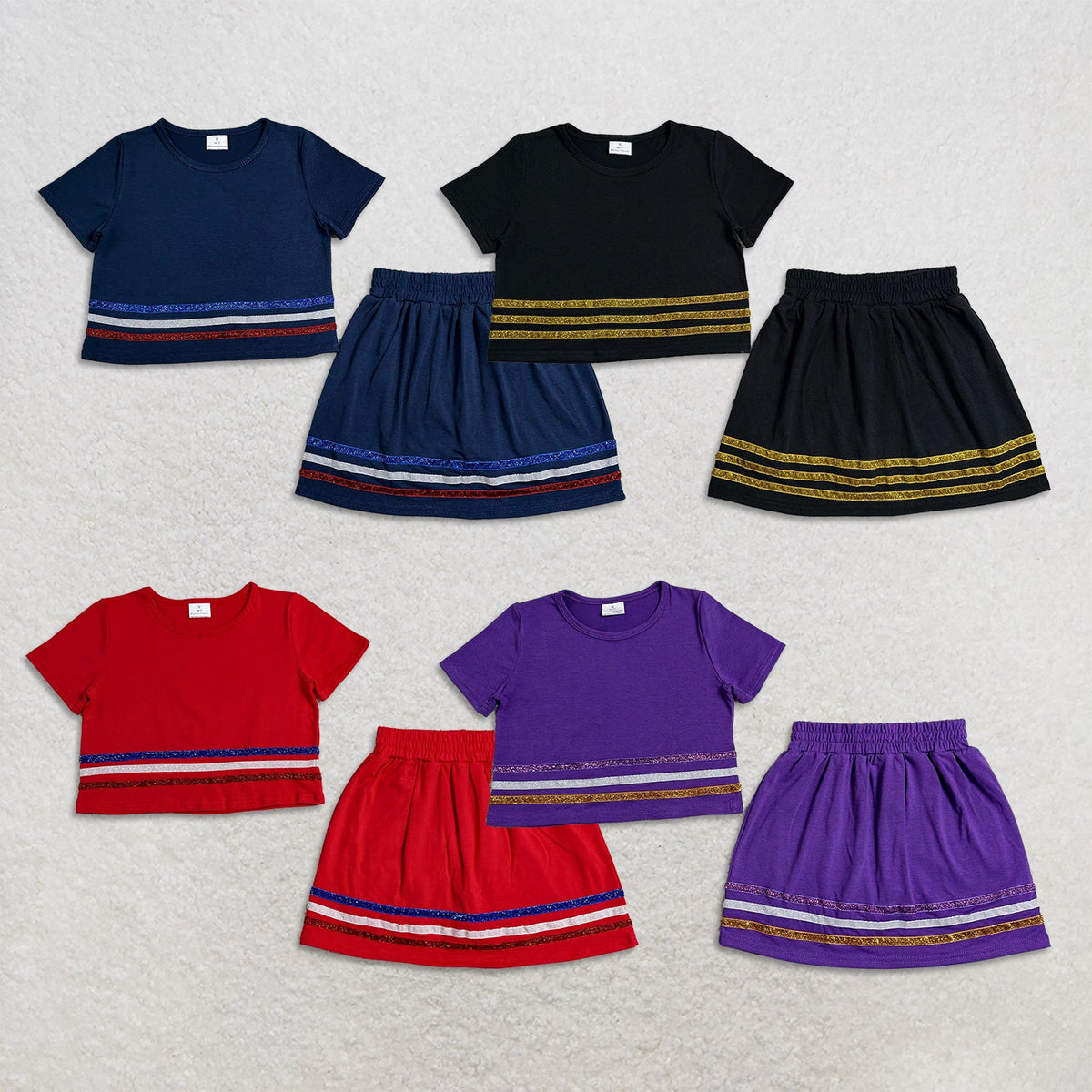 Sibling Baby Girls Kids Short Sleeves Stripes Shirts Skirts Shorts Summer Sets Clothes