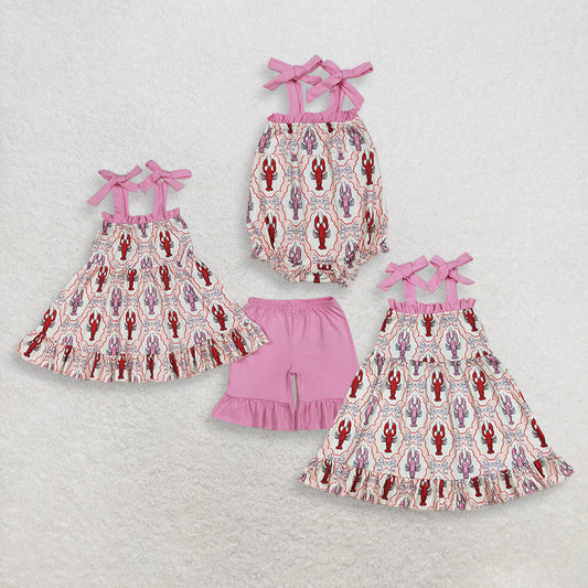 Sibling Baby Girls Kids Straps Crawfish Tops Shorts Set Romper Summer Clothes
