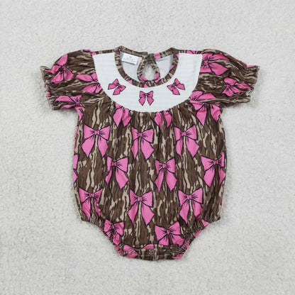 RTS Sibling Girls Kids Adult Women Embroidery Bows Southern Camo Smocked Dress Romper Pajamas Pants