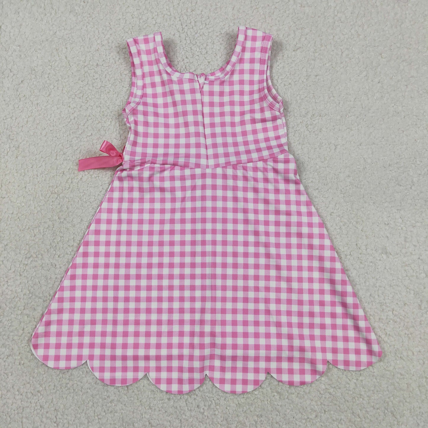 Sibling Baby Girls Plaid Bows Ruffle Yoga Active Shorts Knee Length Scallop Dresses
