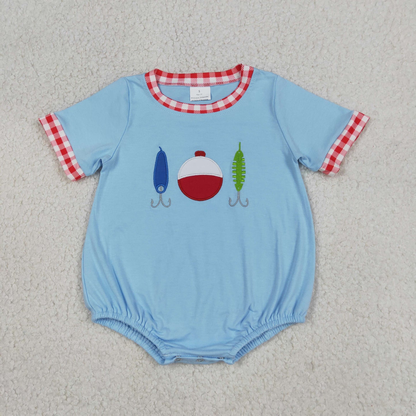 Sibling Baby Boys Kids Short Sleeves Embroidery Fishing Shirt Shorts Easter Set Romper Blue Clothes