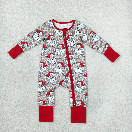 Sibling Baby Boys Girls Kids Long Sleeves Santa Christmas Zipper Rompers Set Camo Clothes