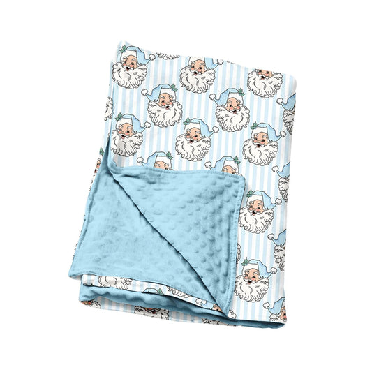 Moq 5 Preorder Baby Children Kids Christmas Santa Blue Stripes Blanket