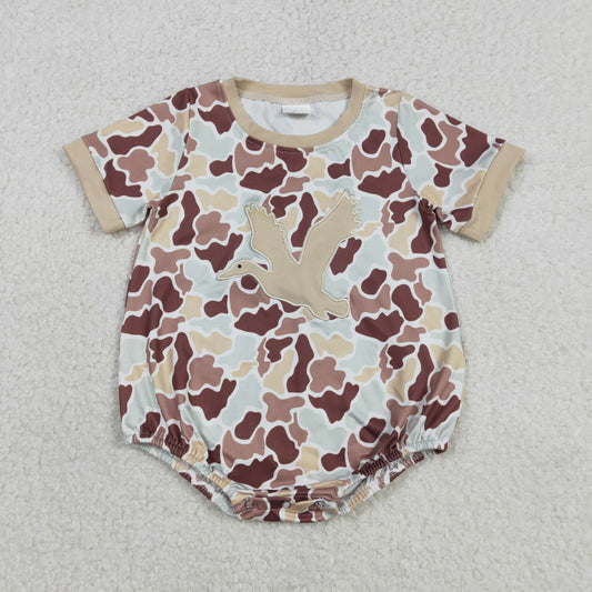 Baby Boys Short Sleeves Embroidery Duck Camo Pattern Summer Romper