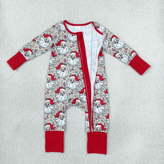 Baby Boys Kids Santa Camo Print Christmas Zipper Footie Sleeper Romper Clothes