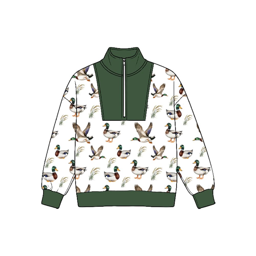 Moq 5 Preorder Baby Boys Kids Long Sleeves Half Zip Pullover Ducks Shirt Tops