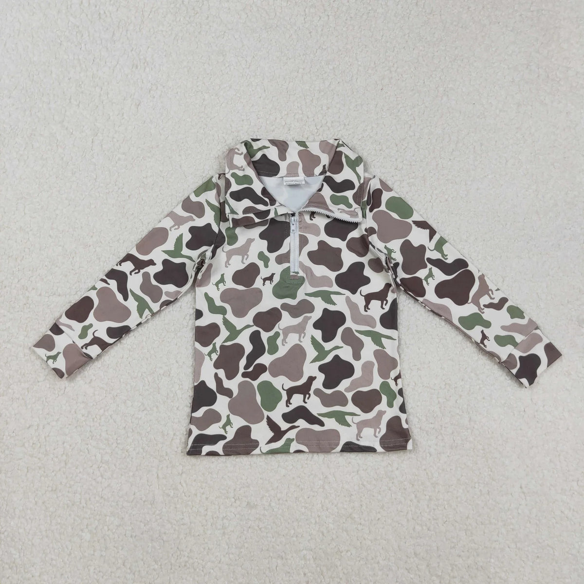 Baby Boys Kids Long Sleeves Dogs Ducks Camo Zipper Pullover Hunting Shirt