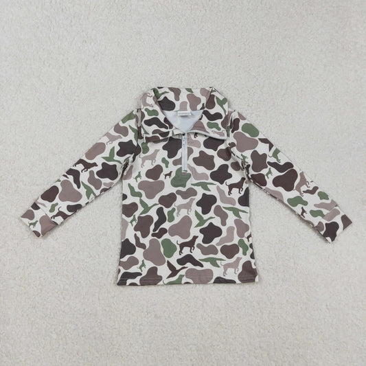 USA Shop Baby Boys Kids Long Sleeves Dogs Ducks Camo Zipper Pullover Hunting Tops